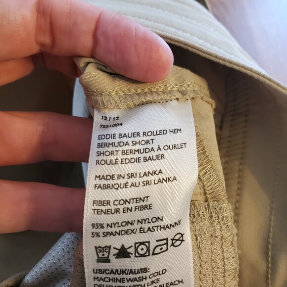 EDDIE BAUER Roll Tab Bermuda Shorts Nylon Blend Hiking Beige Tan Khaki Womens 12 - Picture 10 of 14